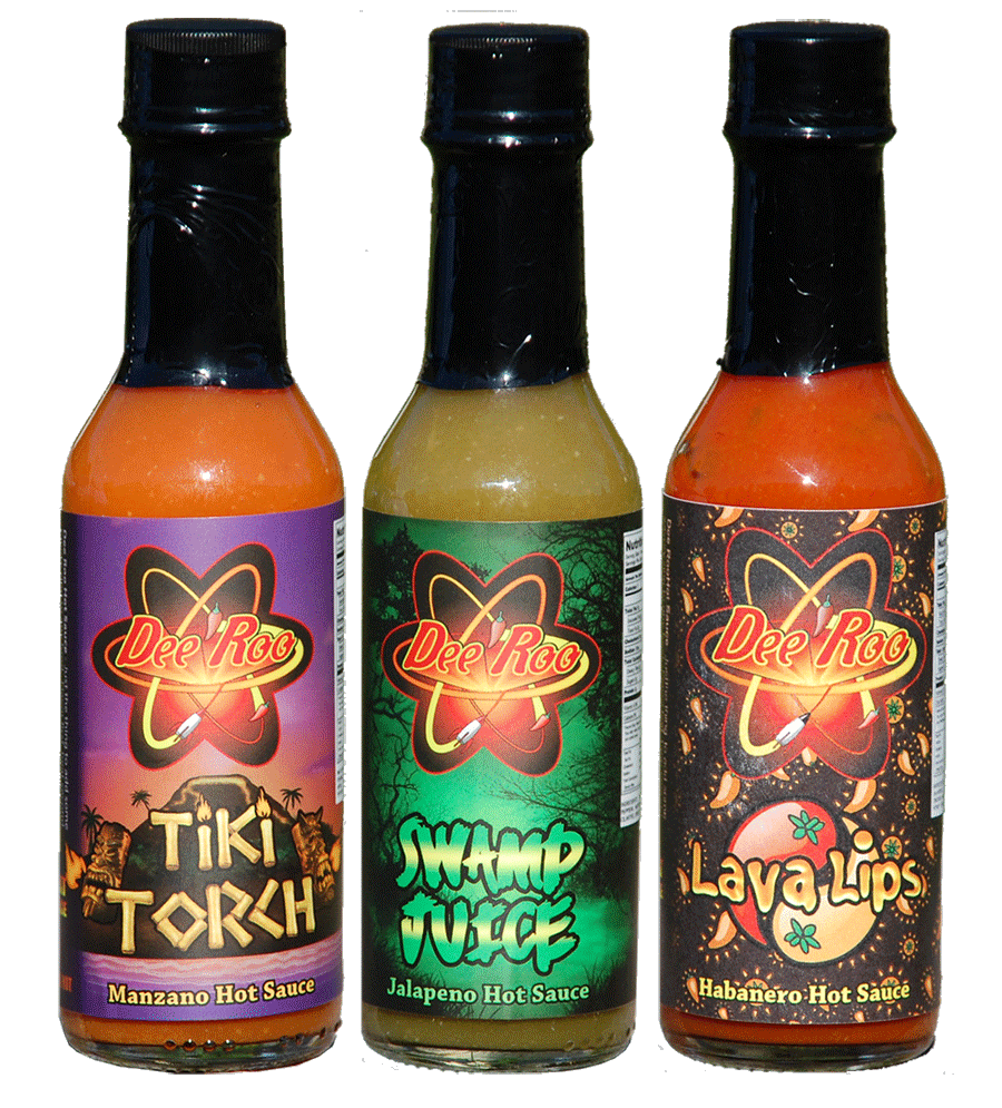 Three Dee Roo Hot Sauce Bottles
